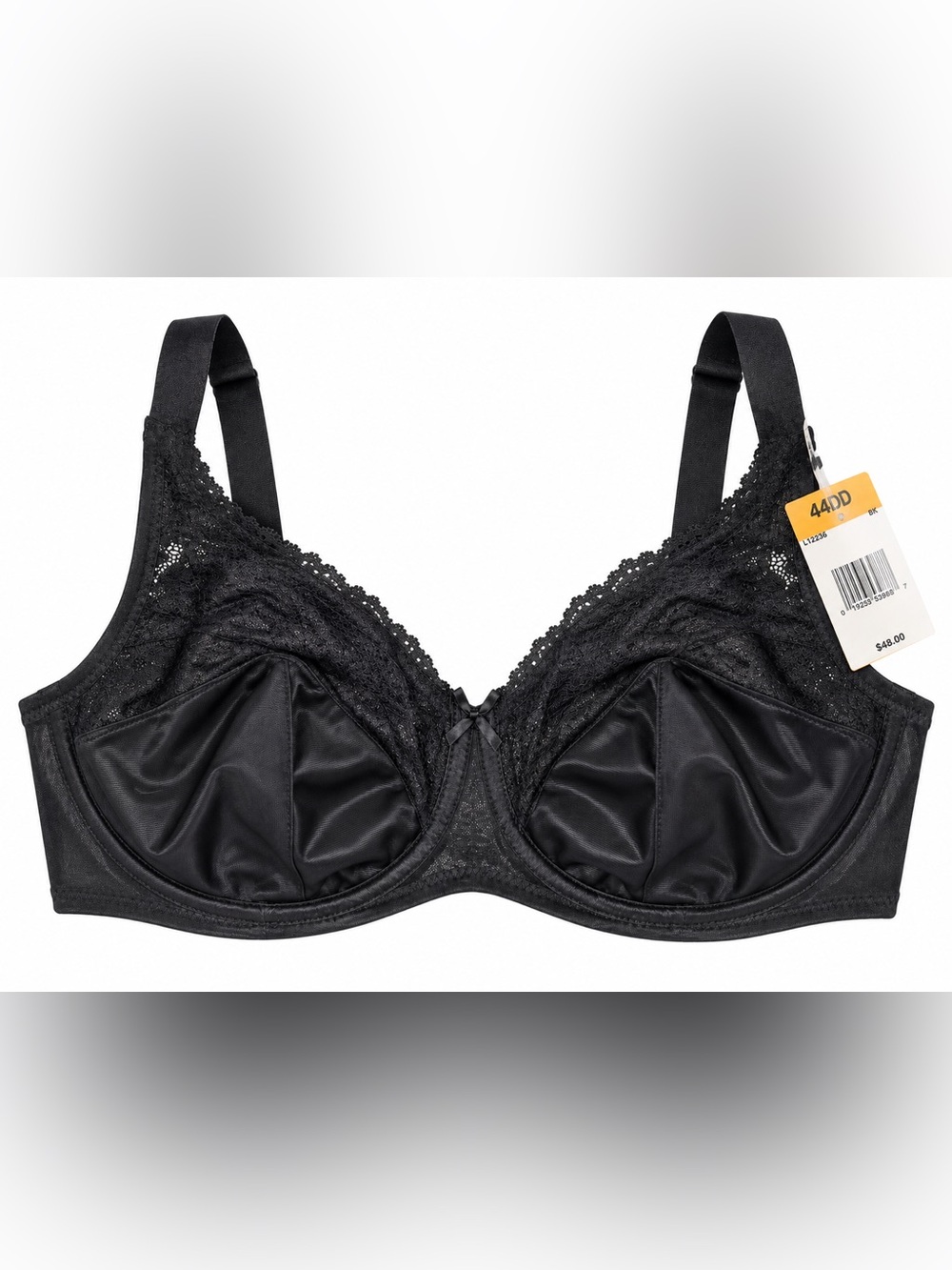 NWT Lilyette by Bali 0428 Comfort Lace & Satin Minimizer Bra Black 44DD Plus Sz